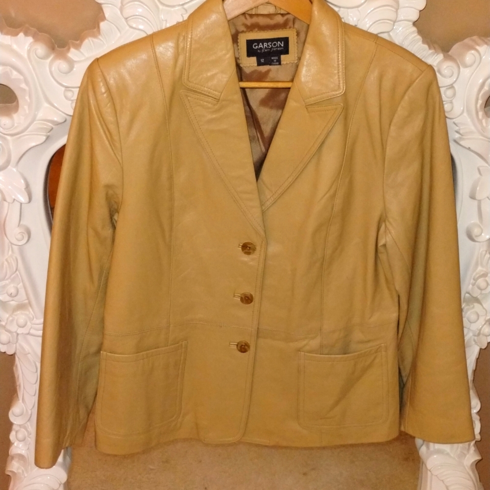 Rem Garson Tan Genuine Leather Blazer